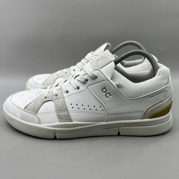 On Running The Roger Clubhouse Shoes Men Size 9 White Leather Tennis Sneakers - Picture 3 of 8